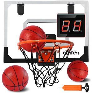 Over The Door Basketball Hoop with Electronic Scoreboard Indoor Basketball Hoop